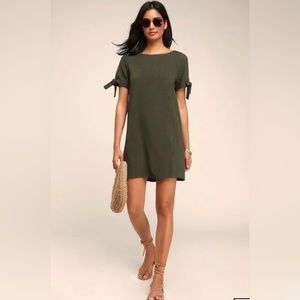 Olive Green Dress Button Down Back